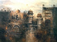 A. Q. Arif, Arches of Grandeur, 36 x 48 Inch, Oil on Canvas, Cityscape Painting, AC-AQ-234